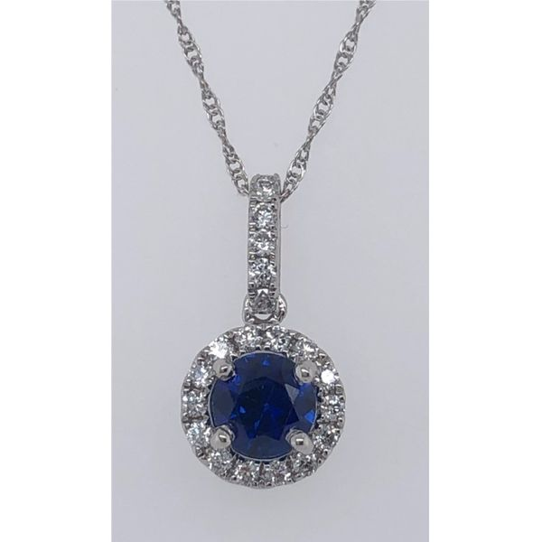 SAPPHIRE HALO PENDANT Sam Dial Jewelers Pullman, WA