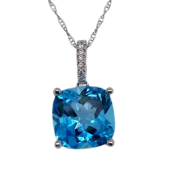 Swiss Blue Cushion Cut Topaz Pendant