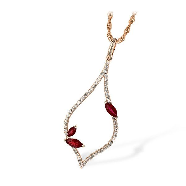 DIAMOND AND RUBY LEAF PENDANT Sam Dial Jewelers Pullman, WA