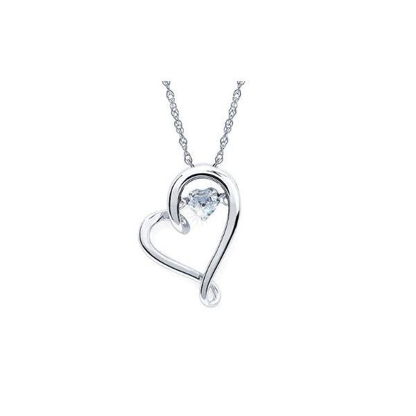 Sterling Silver Aquamarine Shimmer Heart Pendant Sam Dial Jewelers Pullman, WA