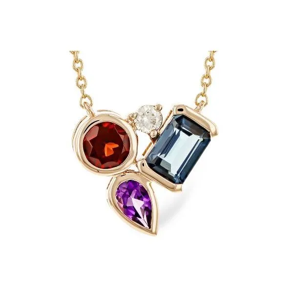 Multi Gemstone Rose Gold Pendant Sam Dial Jewelers Pullman, WA