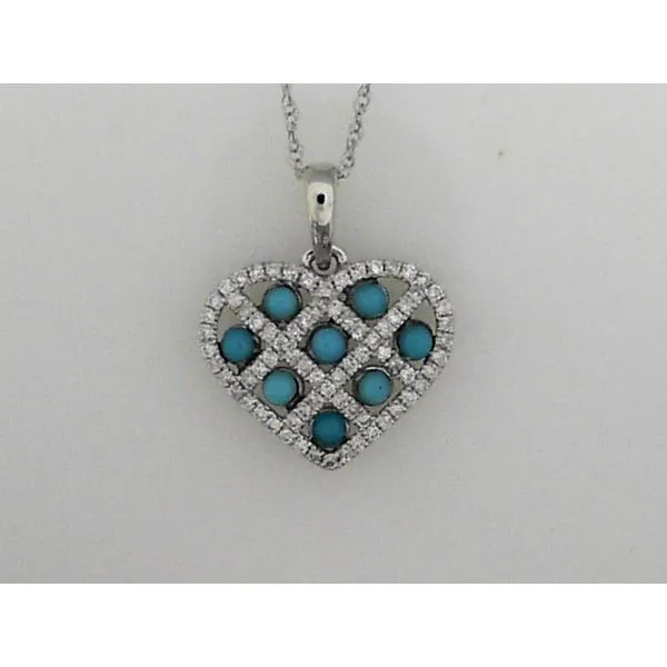 Turquoise and Diamond Heart Pendant