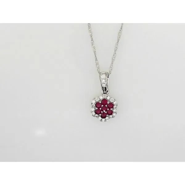 Ruby and Diamond Floral Cluster Pendant Sam Dial Jewelers Pullman, WA