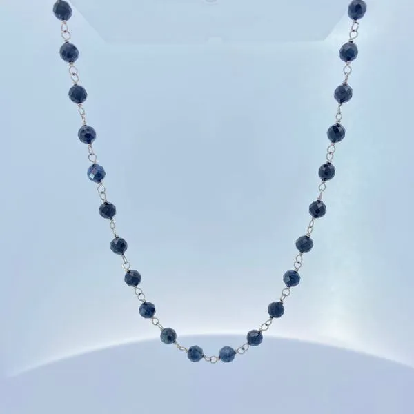 White Gold Natural Sapphire Bead Handmade Necklace Sam Dial Jewelers Pullman, WA