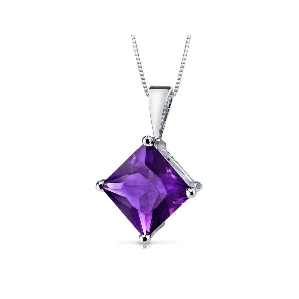 White Gold Princess-cut Amethyst Necklace