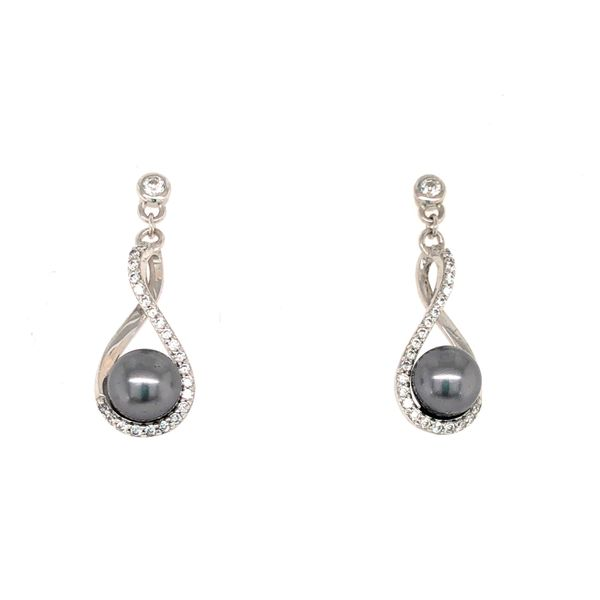 SILVER SHELL PEARL/CZ DROP EARRINGS Sam Dial Jewelers Pullman, WA