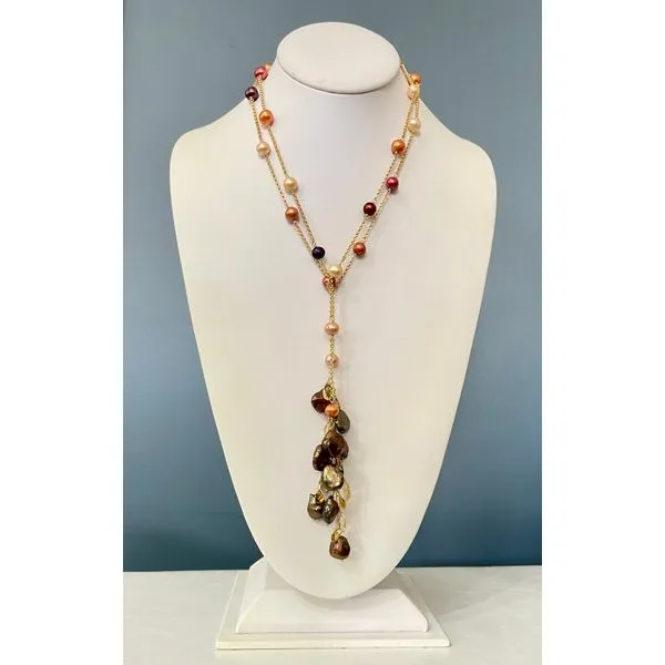 Custom Citrine and Pearl Lariat Necklace similar item image