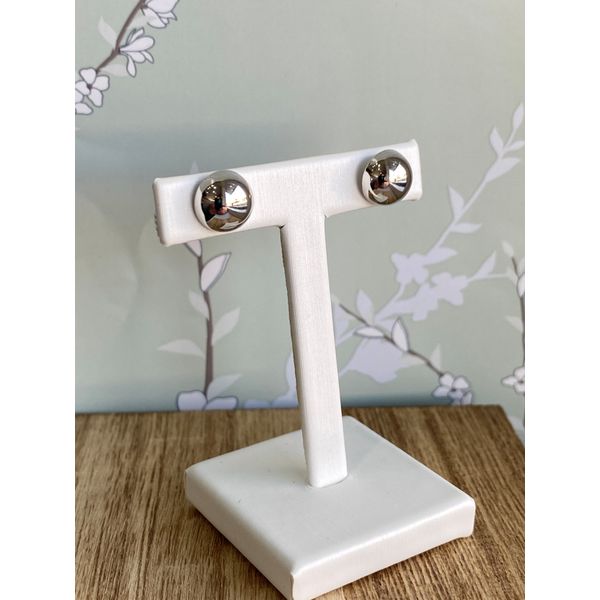 White Gold Polished Button Stud Earrings Image 2 Sam Dial Jewelers Pullman, WA