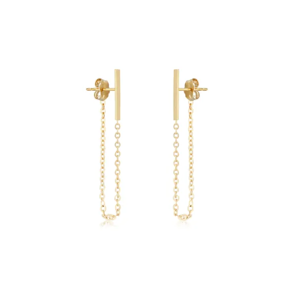 14K Yellow Gold Bar With Chain Studs Sam Dial Jewelers Pullman, WA