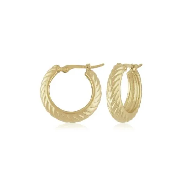 Yellow Gold Chevron Hoops