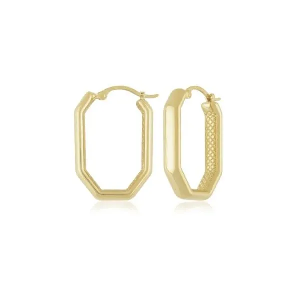 Yellow Gold Long Octogon Hoops