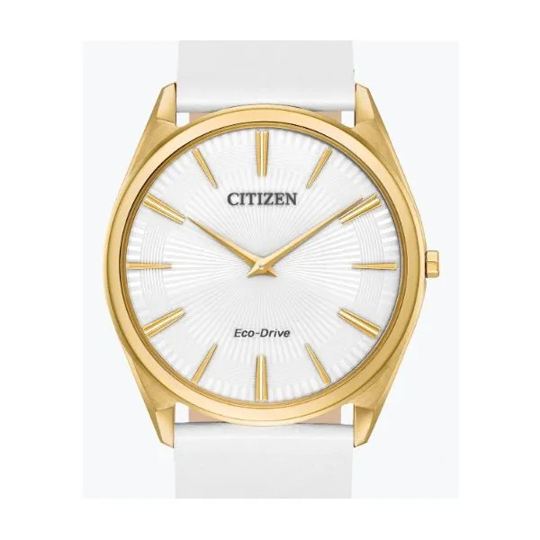 Ladies White Leather Eco Drive Watch 001 500 00988 Pullman Sam Dial Jewelers Pullman Wa