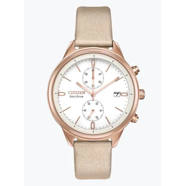 Ladies Nude Leather and Rose Eco Drive Watch Sam Dial Jewelers Pullman, WA