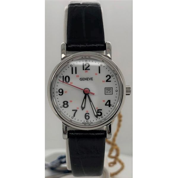 SM LADIES BLK LEATHER WHT FACE LRG NUMBERS Sam Dial Jewelers Pullman, WA