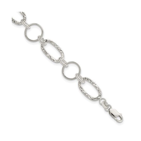 STERLING SILVER CIRCLE AND HAMMERED TEXTURE CHAIN BRACELET Sam Dial Jewelers Pullman, WA