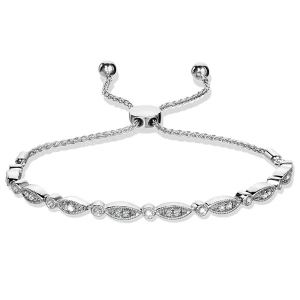 Marquise and Round Diamond Sterling Silver Bolo Bracelet Sam Dial Jewelers Pullman, WA