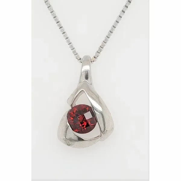 STERLING SILVER CHECKERBOARD GARNET PENDANT Sam Dial Jewelers Pullman, WA