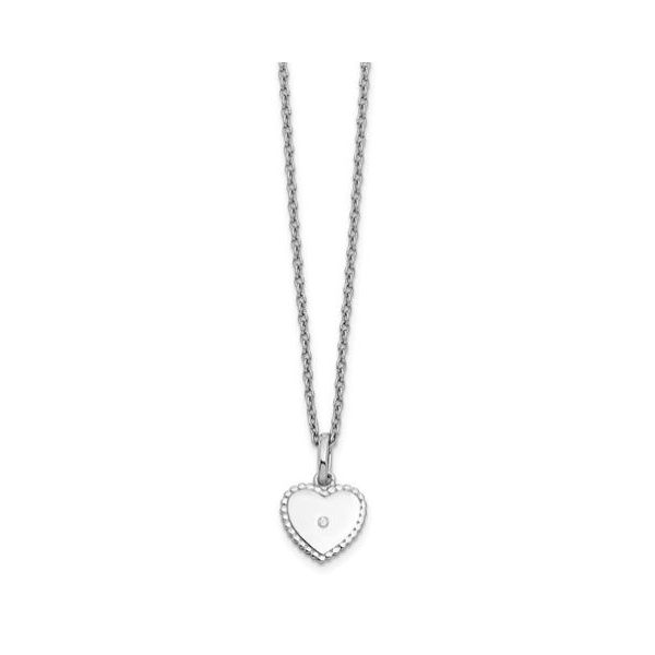 STERLING SILVER BEADED EDGING HEART NECKLACE WITH DIAMOND Sam Dial Jewelers Pullman, WA