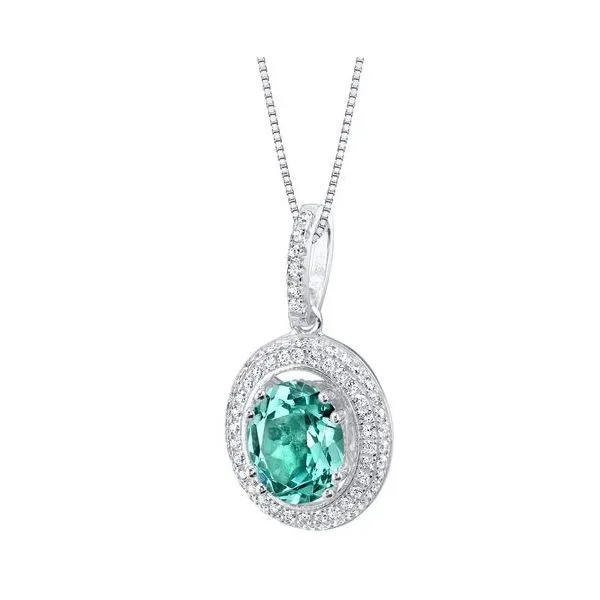 SEAFOAM GREEN TOURMALINE HALO PENDANT IN STERLING SILVER Sam Dial Jewelers Pullman, WA