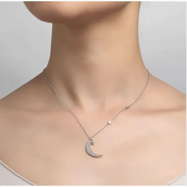 STAR AND MOON SIMULATED DIAMOND NECKLACE Image 2 Sam Dial Jewelers Pullman, WA