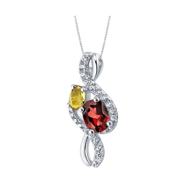 Silver Necklace with Garnet and Citrine Gemstones Sam Dial Jewelers Pullman, WA