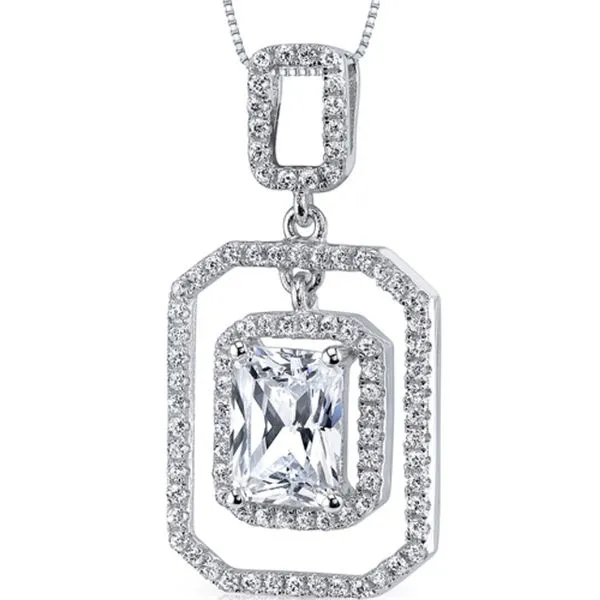 Sterling Silver Radiant White Cubic Zirconia Pendant Necklace Sam Dial Jewelers Pullman, WA