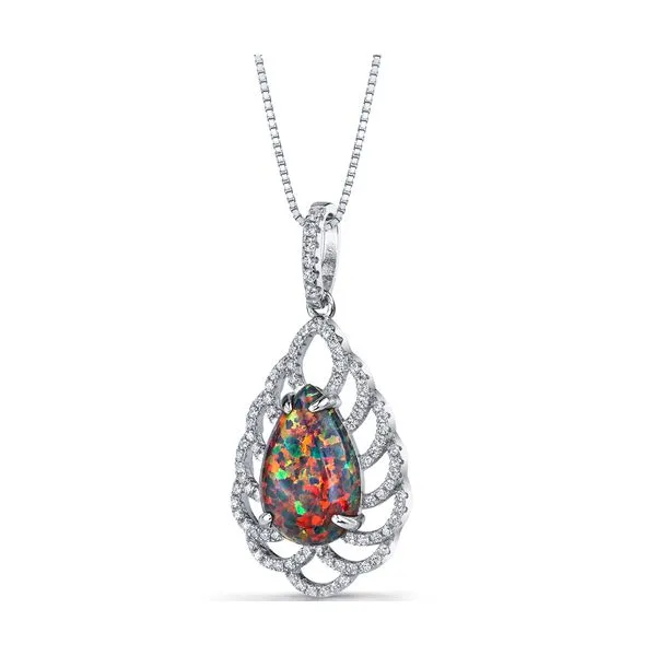 Sterling Silver Lab Created Black Opal Pendant Sam Dial Jewelers Pullman, WA