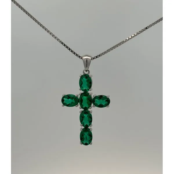 Sterling Silver Lab Emerald Cross Pendant Sam Dial Jewelers Pullman, WA