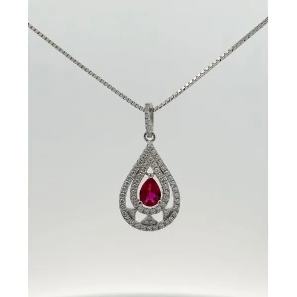 Sterling Silver Lab-Created Ruby Chandelier Pendant Sam Dial Jewelers Pullman, WA