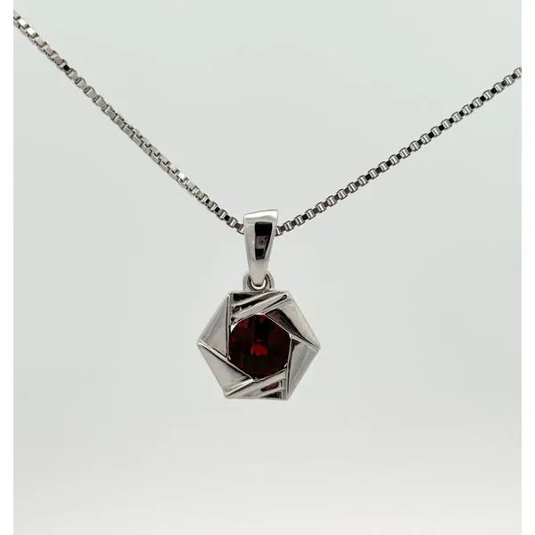 Sterling Silver Checkerboard-Hexagon Garnet Pendant Sam Dial Jewelers Pullman, WA