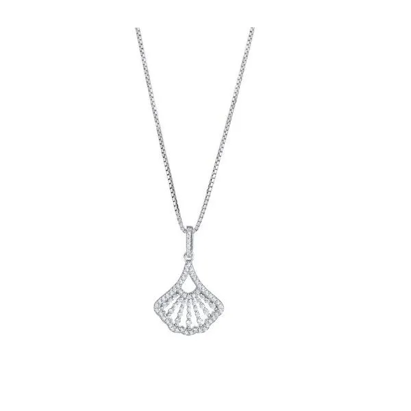 Sterling Silver and Cubic Zirconia Shell Necklace
