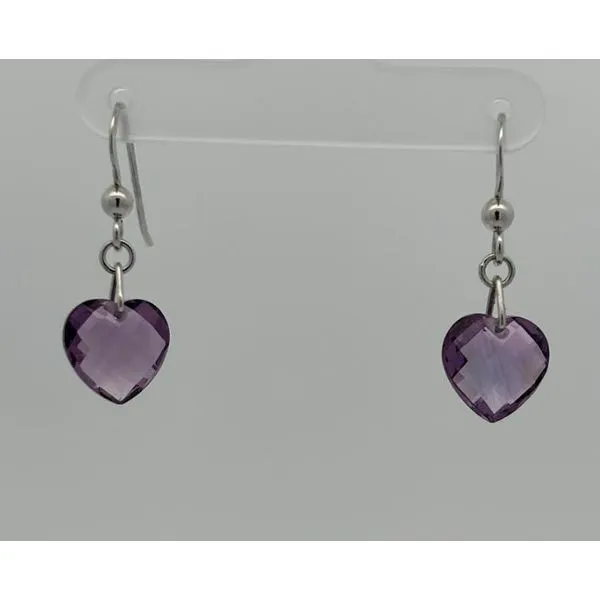 Sterling Silver Amethyst Heart Earrings