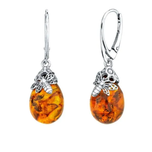 Sterling Silver Dragonfly Amber Drop Earrings Sam Dial Jewelers Pullman, WA