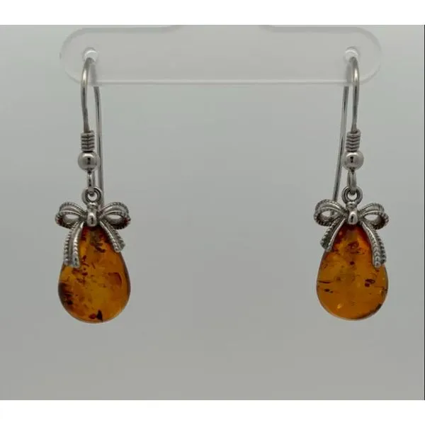 Sterling Silver Amber Drop Earrings