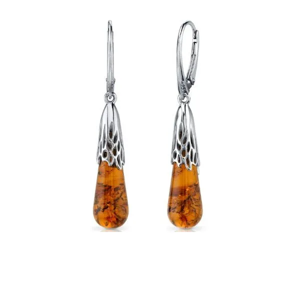Sterling Silver Long Amber Drop Earrings Sam Dial Jewelers Pullman, WA