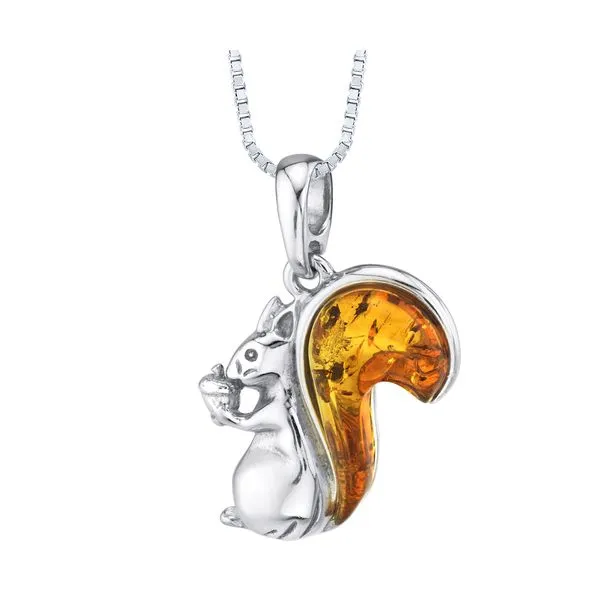 Sterling Silver and Amber Squirrel Pendant Sam Dial Jewelers Pullman, WA