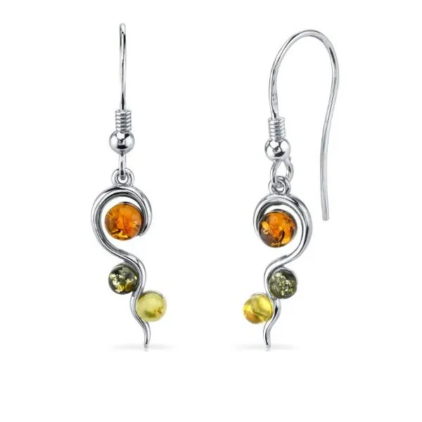 Sterling Silver Amber Bubble Dangle Earrings