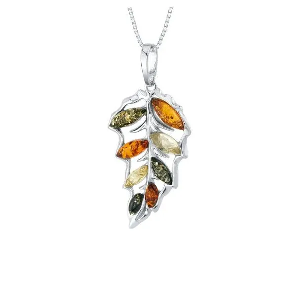 Sterling Silver Amber Leaf Pendant Sam Dial Jewelers Pullman, WA
