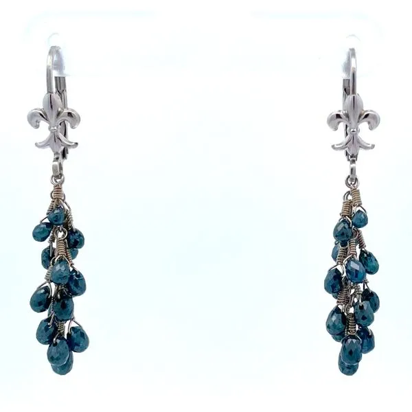 CUSTOM-MADE BLUE DIAMOND BRIOLETTE DANGLE EARRINGS Sam Dial Jewelers Pullman, WA