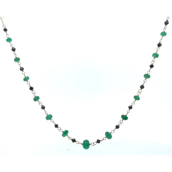 14KY EMERALD AND BLACK DIAMOND CUSTOM-MADE NECKLACE
