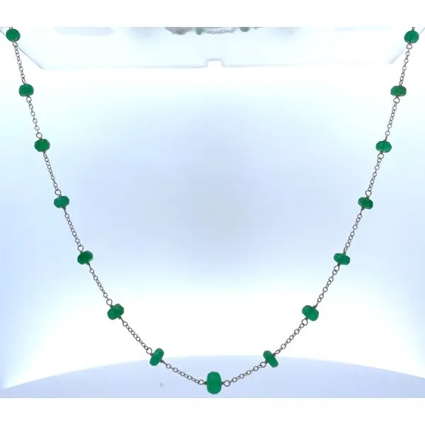 CUSTOM-MADE EMERALD AND WHITE GOLD STATION NECKLACE Sam Dial Jewelers Pullman, WA