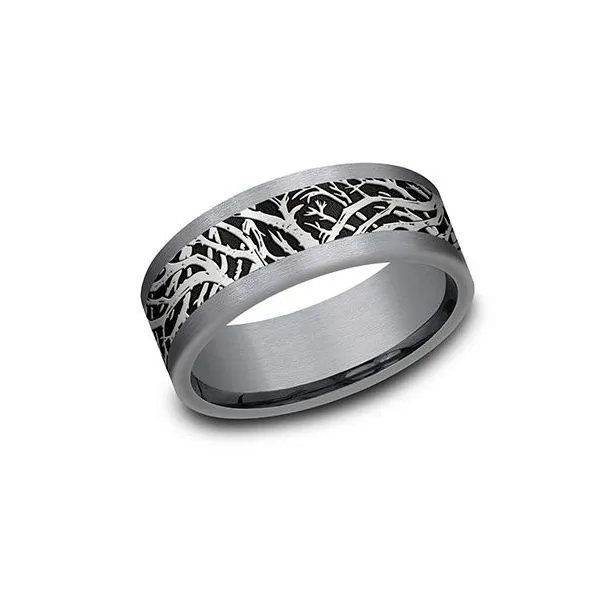 TANTALUM & WHITE GOLD EMBELLISHED MENS BAND Sam Dial Jewelers Pullman, WA