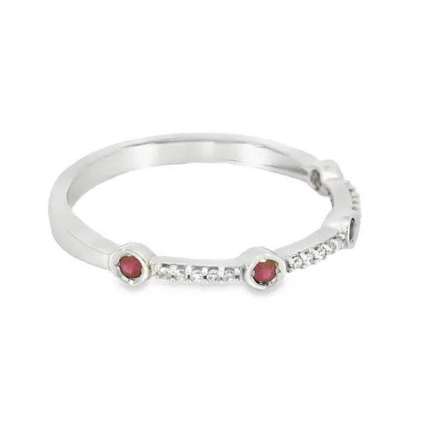 10K White Gold Diamond and Ruby Wedding Band Image 2 S&E Jewelers Depew, NY