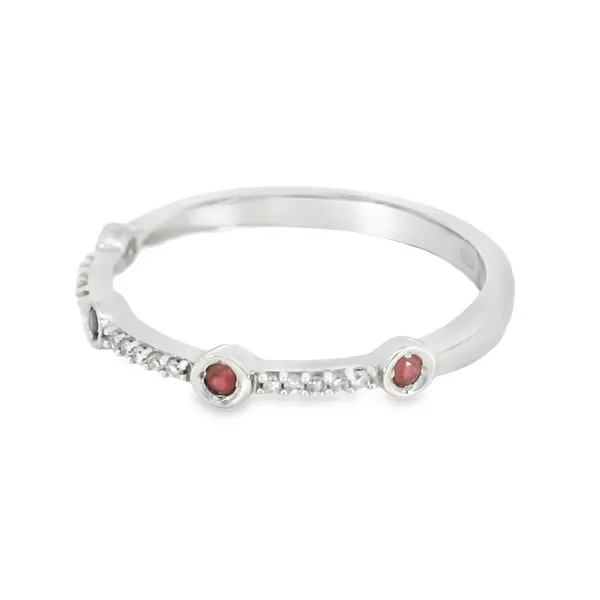 10K White Gold Diamond and Ruby Wedding Band Image 3 S&E Jewelers Depew, NY