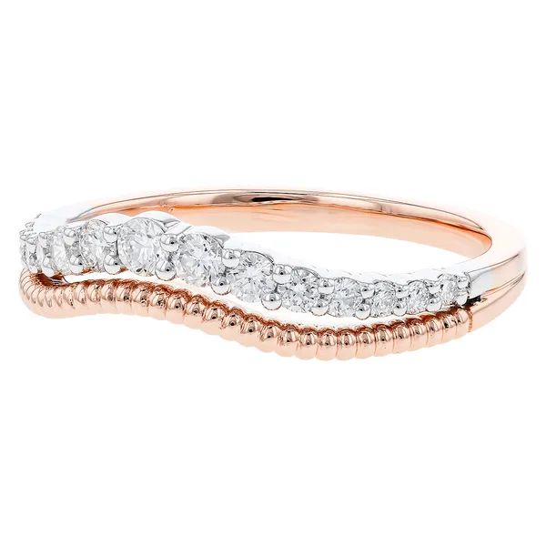14K Rose Gold Diamond Braided Contour Wedding Band Image 2 S&E Jewelers Depew, NY