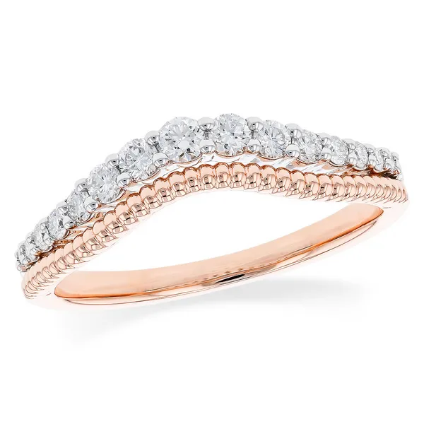 14K Rose Gold Diamond Braided Contour Wedding Band S&E Jewelers Depew, NY