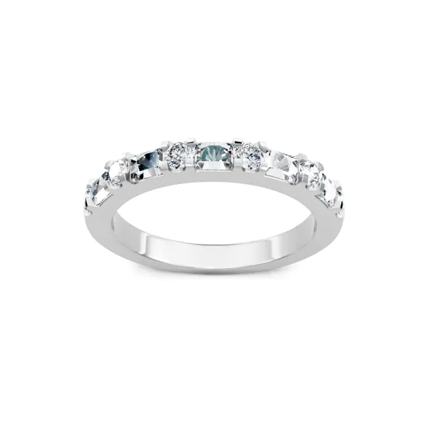 14K White Gold Baguette & Round Diamond Band similar item image