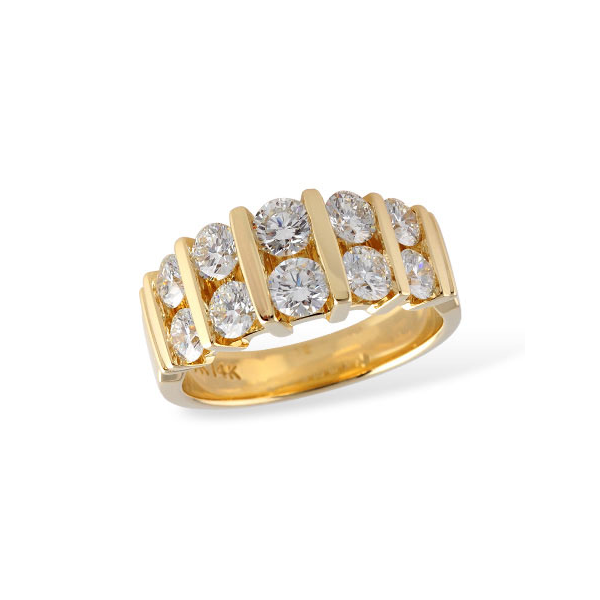 14K Yellow Gold 2-Row Diamond Wedding Band S&E Jewelers Depew, NY