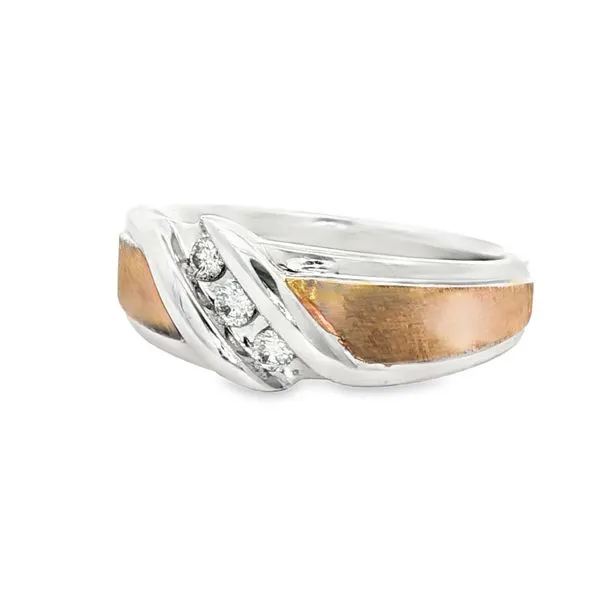 10K Two-Tone Diamond Wedding Band Image 3 S&E Jewelers Depew, NY