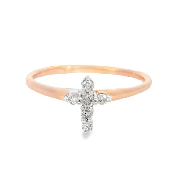 10K Rose Gold Diamond Cross Ring S&E Jewelers Depew, NY